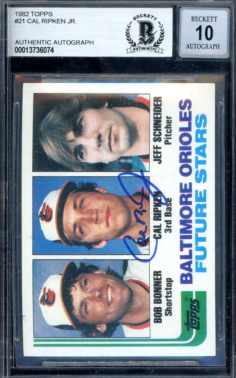 Cal Ripken Jr Gem Mint 10 Beckett BAS Signed 1982 Topps Rookie Autograph