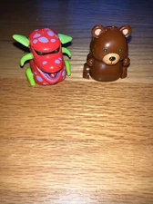 2002 Micropets Micro Pets Tomy Retro Red Green Gork & Brown Bear
