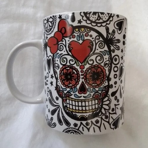 Day Of The Dead Sugar Skull Jumbo Coffee Mug by Fisher I Love Caffeine Stoneware - Picture 2 of 6