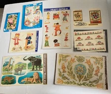 Vintage Decals Lot of 8 Meyercord Circus Swans Mushrooms Animals Tole Marine