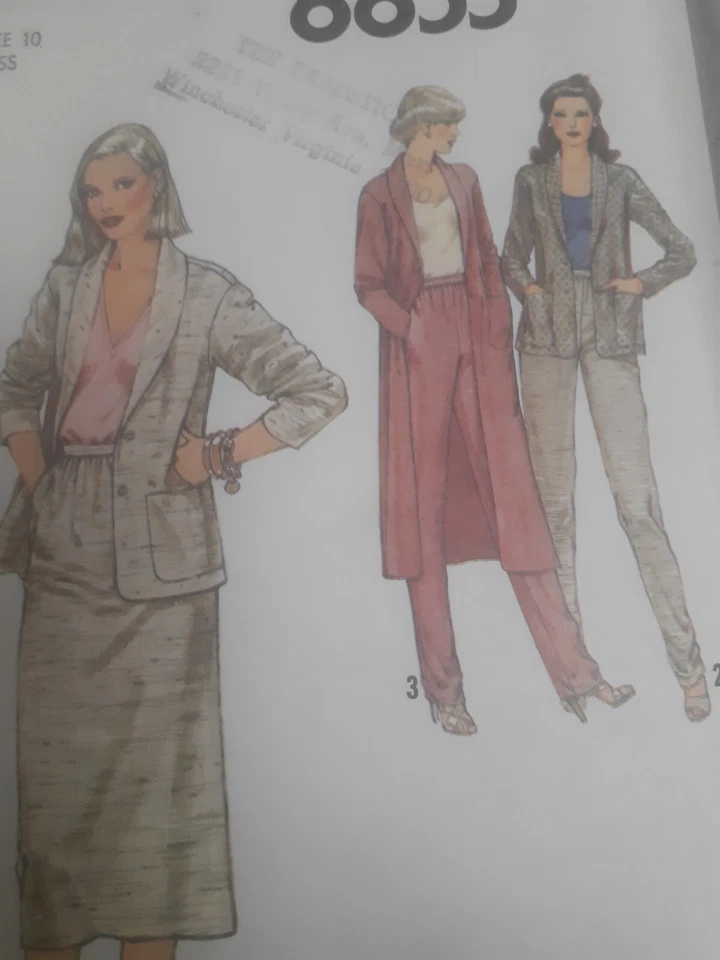 Skirt Duster Jacket Pants 10 Simplicity 8855 Sewing Pattern VTG UC Safari Travel - Image 2 of 4