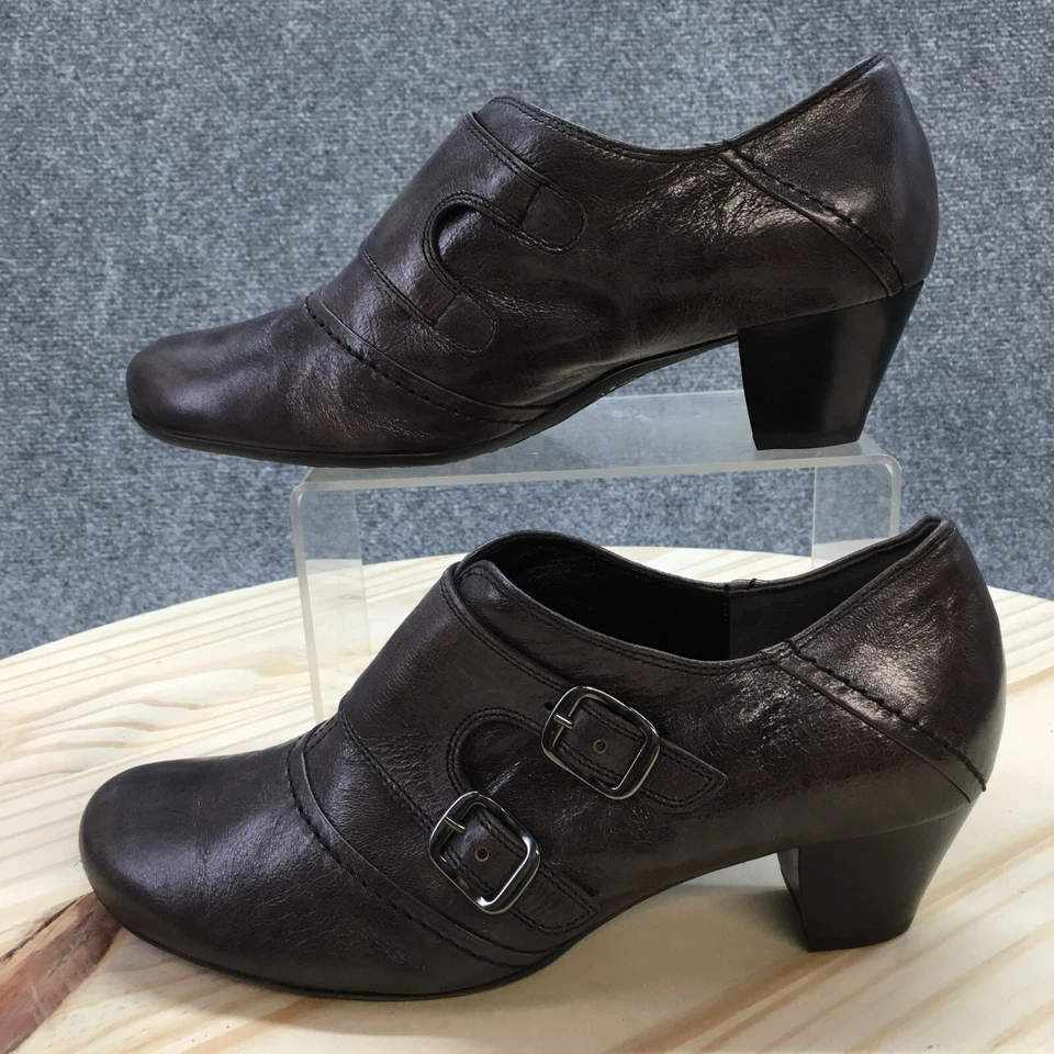Gabor Botas Mujer 5 UK 7.5 US Botín Cuero Marrón Sin Cordones Tacones Cubanos Foto 2 de 4