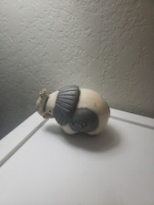 Raku Pottery Ceramic Baby Elephant Figurine Tan Crackle Glaze 5