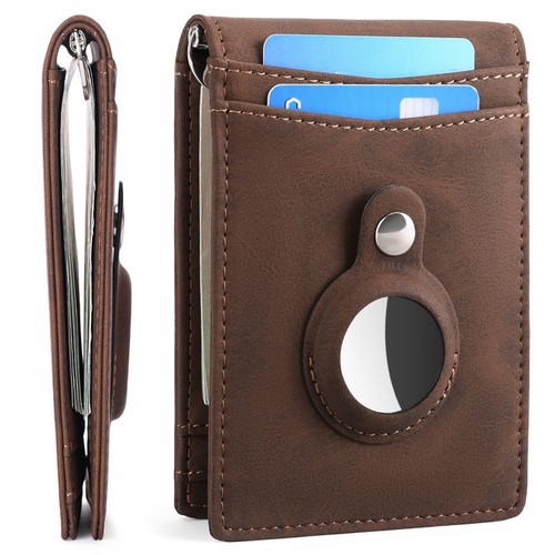 Mens RFID Blocking Slim Bifold Genuine Leather Minimalist Front Pocket Wallets - Picture 10 of 11