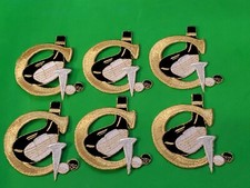 Gold and Black Golf Iron On Embroidered Patches