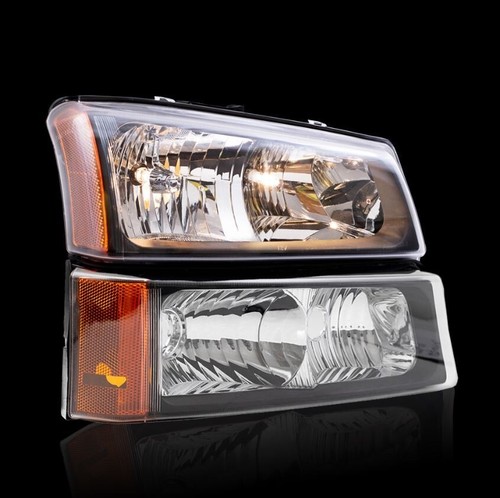 4pc. Headlight & Park/Signal Light Set For 2003-2006 Chevrolet Silverado 1500 - Picture 3 of 5