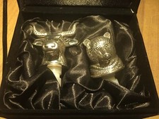 Rare Wall Street Vintage Decanter Lids N.Y.S.E. NASDAQ, Dow Jones, Bulls & Bears