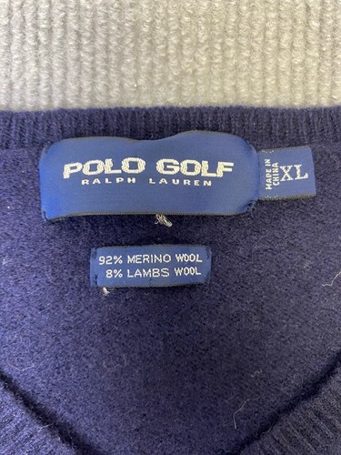VTG Polo Golf Ralph Lauren Adult Size XL Wool Argyle Sweater Vest Blue Gray - Picture 3 of 8