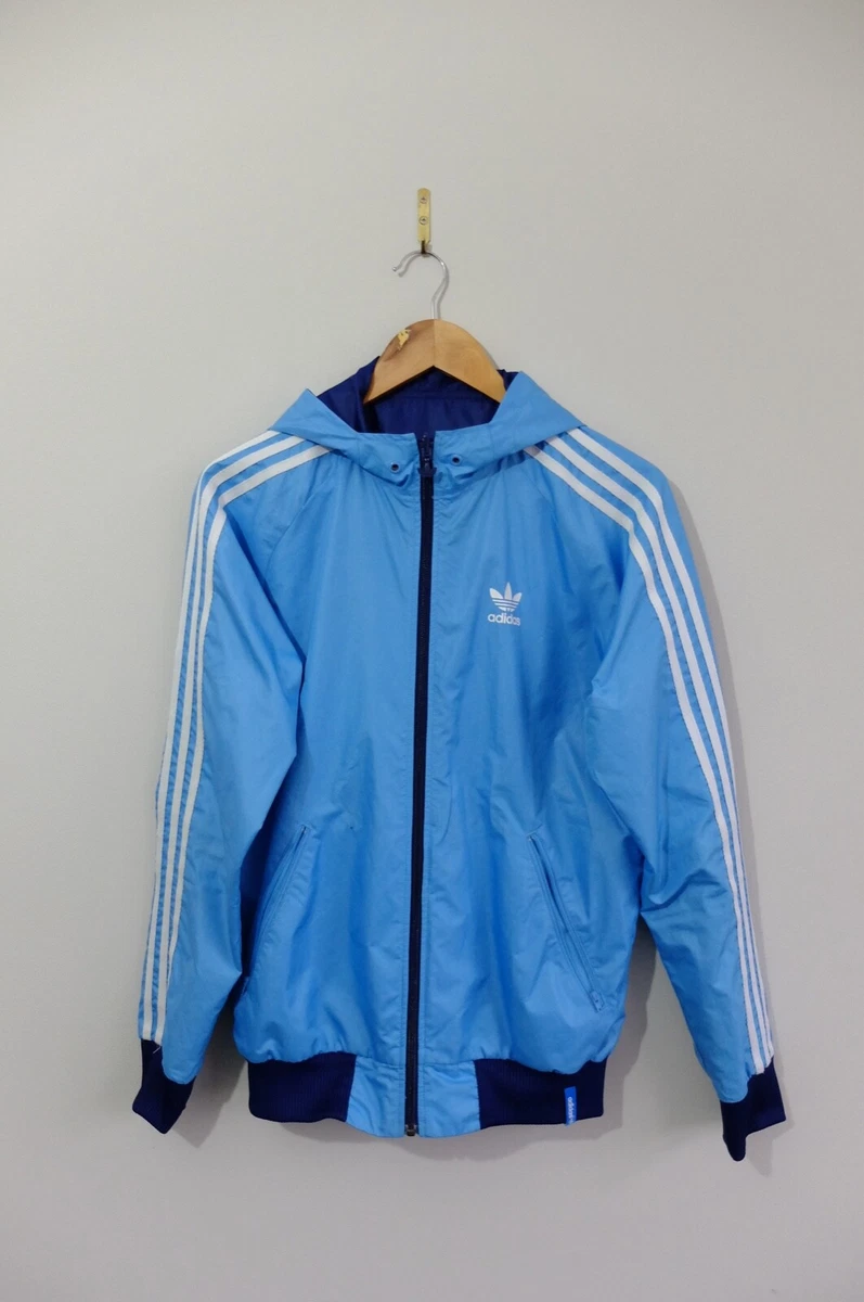 Adidas Reversible Windbreaker jacket S Blue Trefoil shell rare | eBay