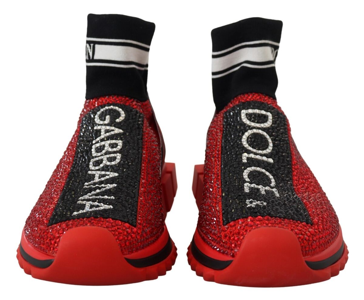 DOLCE & GABBANA Shoes Sorrento Sneakers Red Bling Socks EU35 DOLCE & GABBANA Shoes Sorrento Sneakers Red Bling Socks EU35