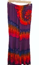 TIE DYE Purple Orange Pink Bell Bottom Pants OS-NEW