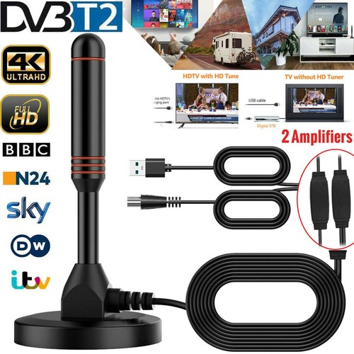 30dbi + 5M Kabel DVB-T2 Antenne FULL HD TV terrestrisch Aktiv DAB Zimmerantenne~