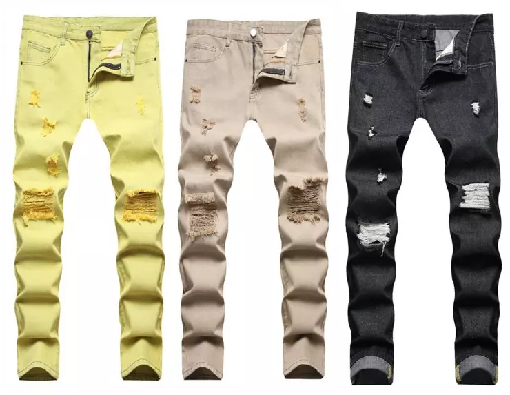 Mens Stretch Ripped Denim Jeans Pants Skinny Casual Slim Fit Distressed  Trousers