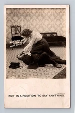 RPPC Not In A Position To Say Anything Vintage Humor Postcard
