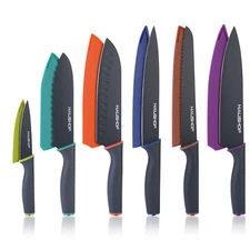 HAUSHOF Kitchen Knife Set 12-Pieces Knives Set with 6 colorful Sheaths Non-Stick