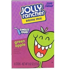 Jolly Rancher Green Apple Drink Mix Sugar Free - 6 Ct - Pack of 12