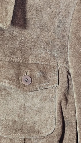 VTG Y2K Ann Taylor Loft Suede Jacket Size M Carmel Brown Pockets Belt Coastal - Picture 8 of 24