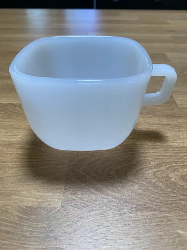 Glasbake Square Mug  White 10 Oz Coffee Cup J-2265  Vintage