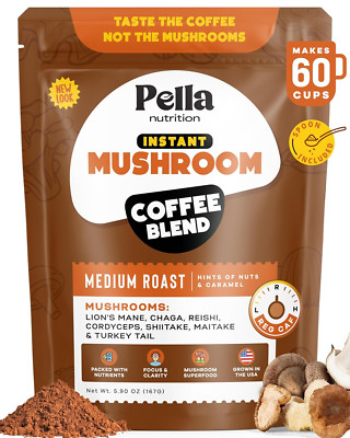 Organic Mushroom Instant Coffee 7 Superfood: Lion's Mane-Chaga-Reishi 60 Serving