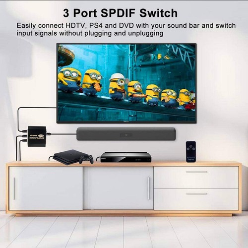 3x1 Aluminum Spdif Toslink Optical Digital Audio Splitter Remote Switch Hub a - Picture 8 of 8