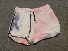 Women Pink & Black Tie Dye Running Active Shorts by Jumpgo Size Large
