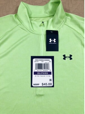 NEW..MEN 2XL  UNDER ARMOUR 1/2 ZIP TECH TEXTURED LONG SLEEVES TOP (MORPH GREEN)