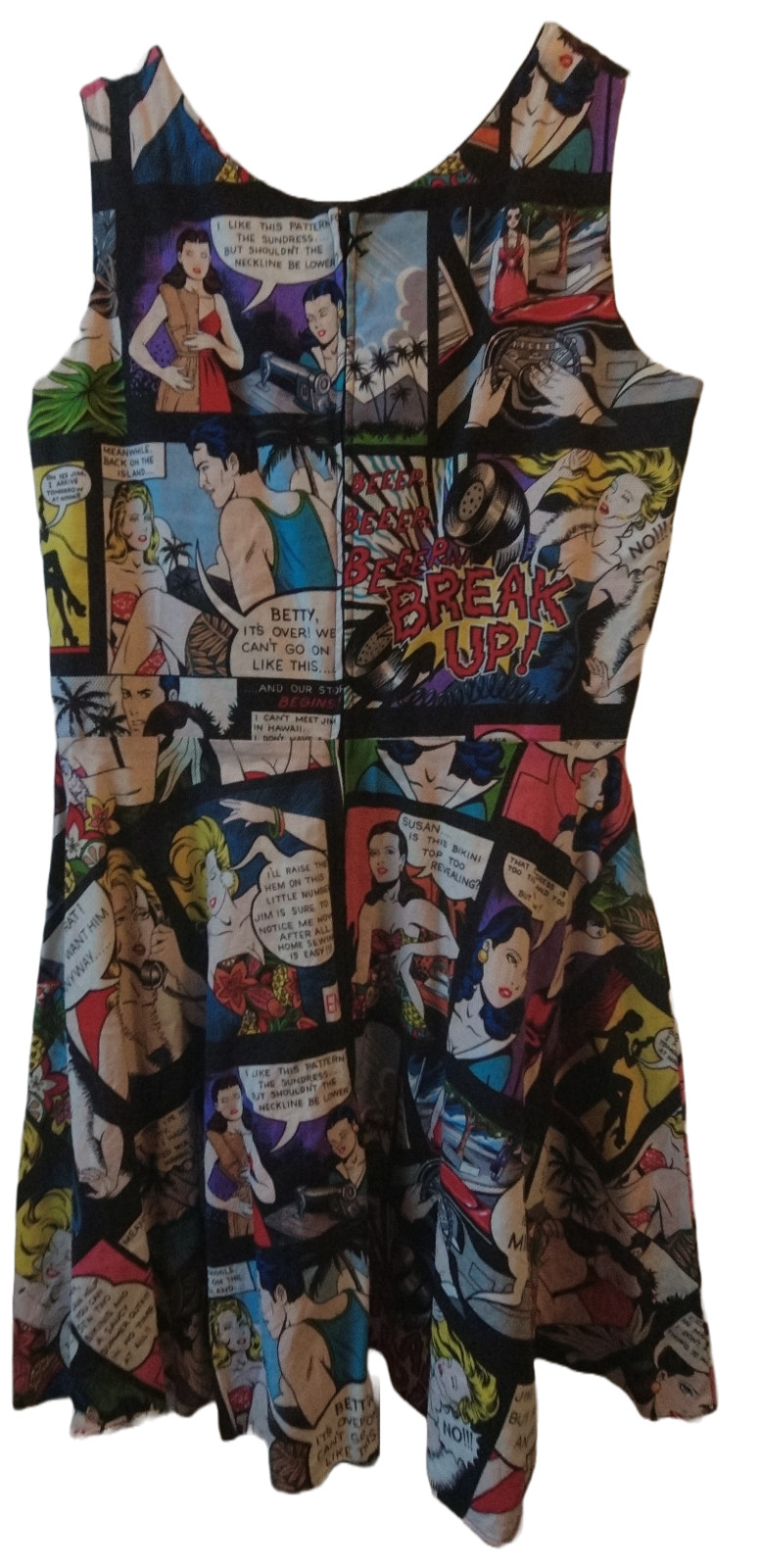Hemet Comic Print ALine Dress, unique comic book pri… Gem