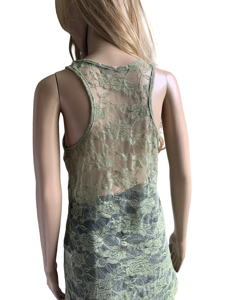 Camiseta sin mangas Bongo Junior color oliva talla S encaje elástico 95% nailon hecha en EE. UU. Foto 4 de 4