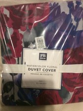 Pottery Barn Teen Watercolor Floral Twin Duvet Cover NWT 100 Cotton Colorful