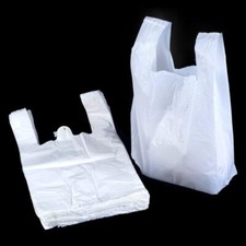 PLASTIC VEST CARRIER BAGS WHITE SUPERMARKETS COMMERCIAL SHOPPING SUPERMARKET BAG