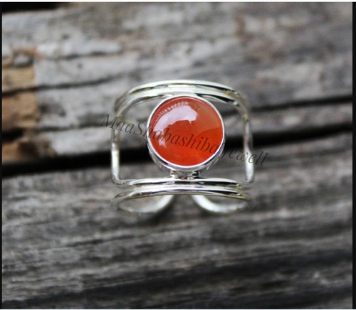 Anillo de cornalina 925 de plata esterlina hecho a mano anillo distintivo anillo regalo para ella - Imagen 3 de 8