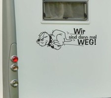 Aufkleber Wohnwagen Wohnmobil Caravan Camper Auto Hund Dogge Wir sind WEG 229