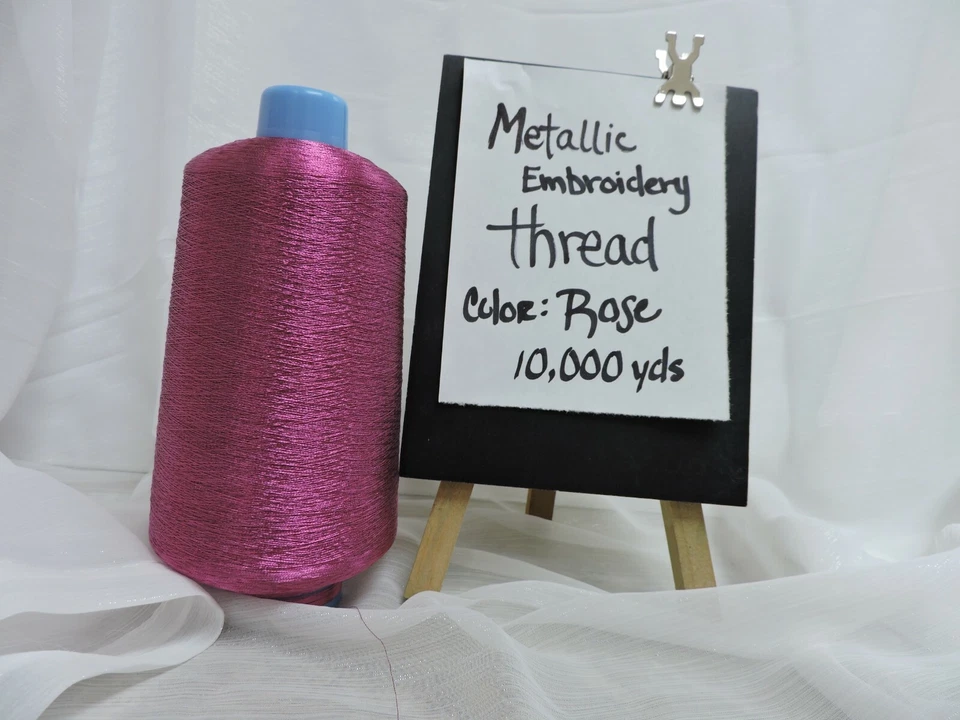 Metallic Machine Embroidery Thread 10,000 yds. Color Rose.