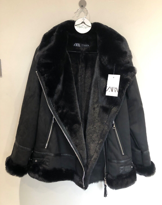 Manteau veste aviateur motard doublé fausse fourrure double face