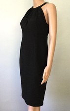 Womens Evan Picone Black Sleeveless Sheath Dress Pencil Hatler Zipper Work 4