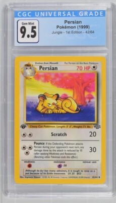 CGC 9.5 GEM MINT 10 Persian 1st Edition Jungle 42/64 Pokemon 1999