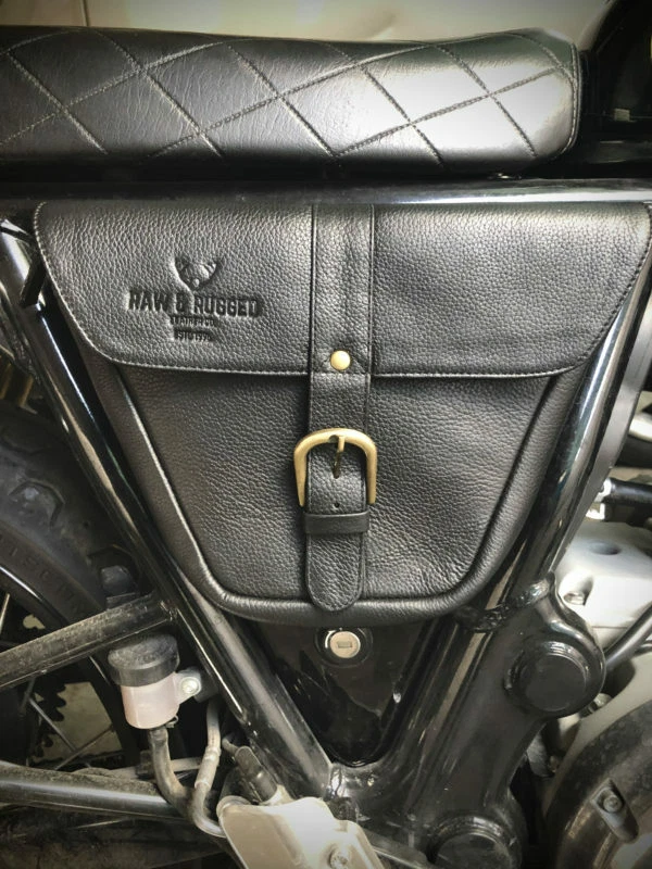 **Stock del Reino Unido** Par de bolsas de cuero negro Royal Enfield Interceptor Continental 650 - Imagen 2 de 4