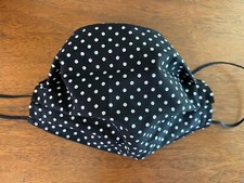 100 Cotton Mask with White Polka Dots on Black