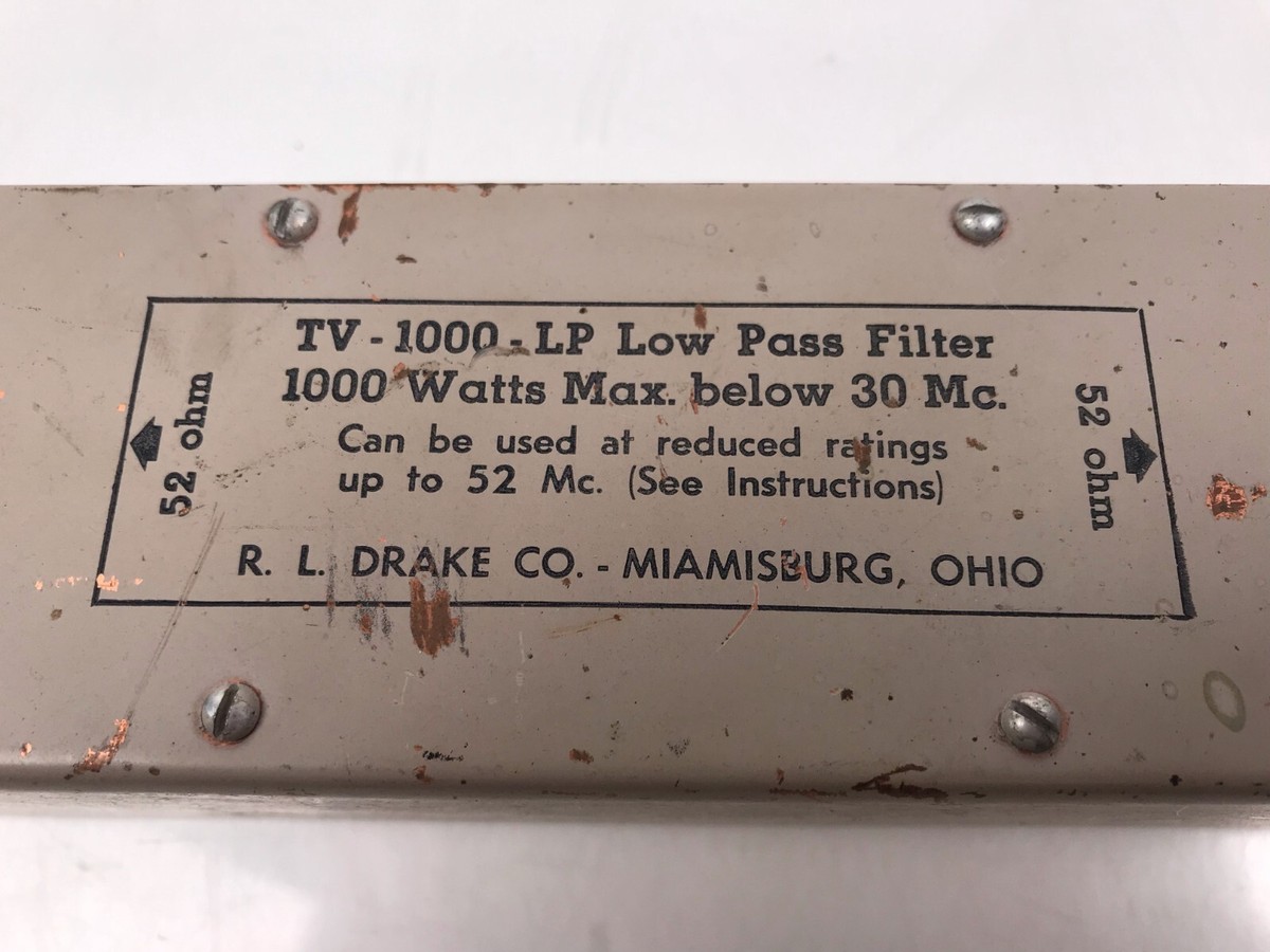 R.L. Drake Co. TV-1000-LP Low Pass Filter 1000 Watts Max 52 Ohm