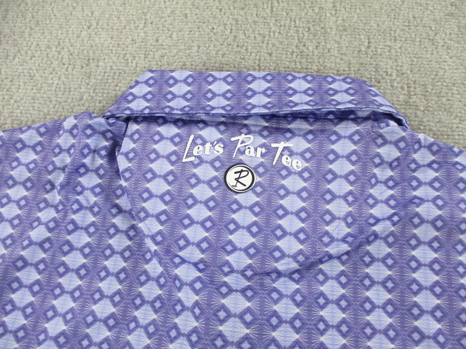 Camisa polo masculina putter enferrujada grande roxa estampa geométrica desempenho golfe zíper - Imagem 4 de 4