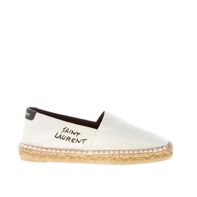 SAINT points de vente LAURENT scarpe donna espadrillas in tessuto canvas beige ecru logo brand