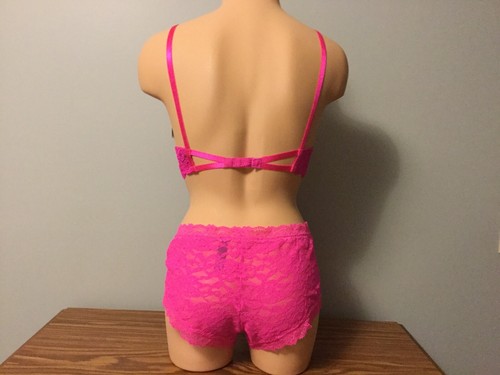 **Neu mit Etikett** **SMART & SEXY** Push-up-BH-Set mit Spitze, 32B & Boyleg-Höschen mit Spitze, S—PINK - Bild 2 von 12