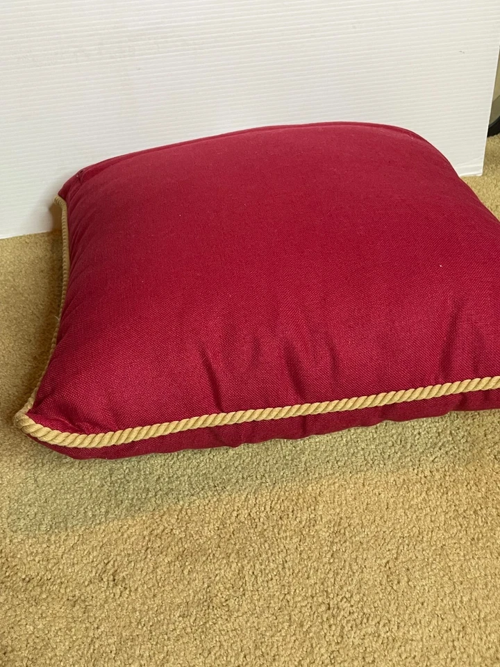 NEW Handmade Wool Needlepoint Throw Pillow Coastal Lighthouse Cover + Insert 18" - Image 4 of 4