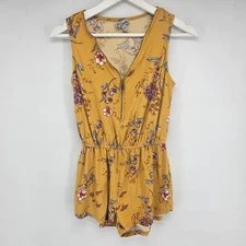 Womens Juniors J For Justify Yellow Floral Romper Size S