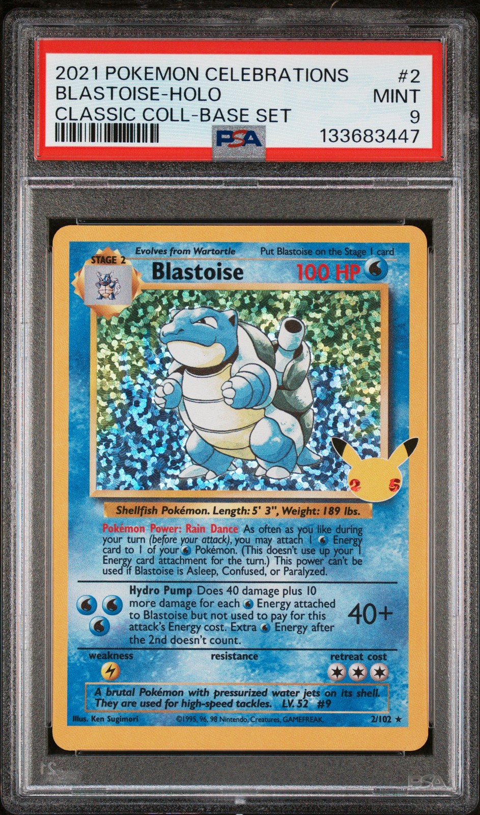 2021 POKEMON CELEBRATIONS CLASSIC COLL #2 BLASTOISE-HOLO PSA 9