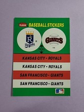 Kansas City Royals San Francisco Giants 1988 Fleer Stickers Baseball Card K0566