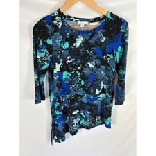 H by Halston Asymmetrical Hem Patterned Blouse Size XS