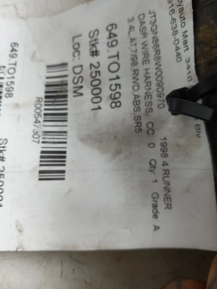 Toyota 4 Runner SR5 1998 3,4 L tablero arnés de cables Foto 2 de 4