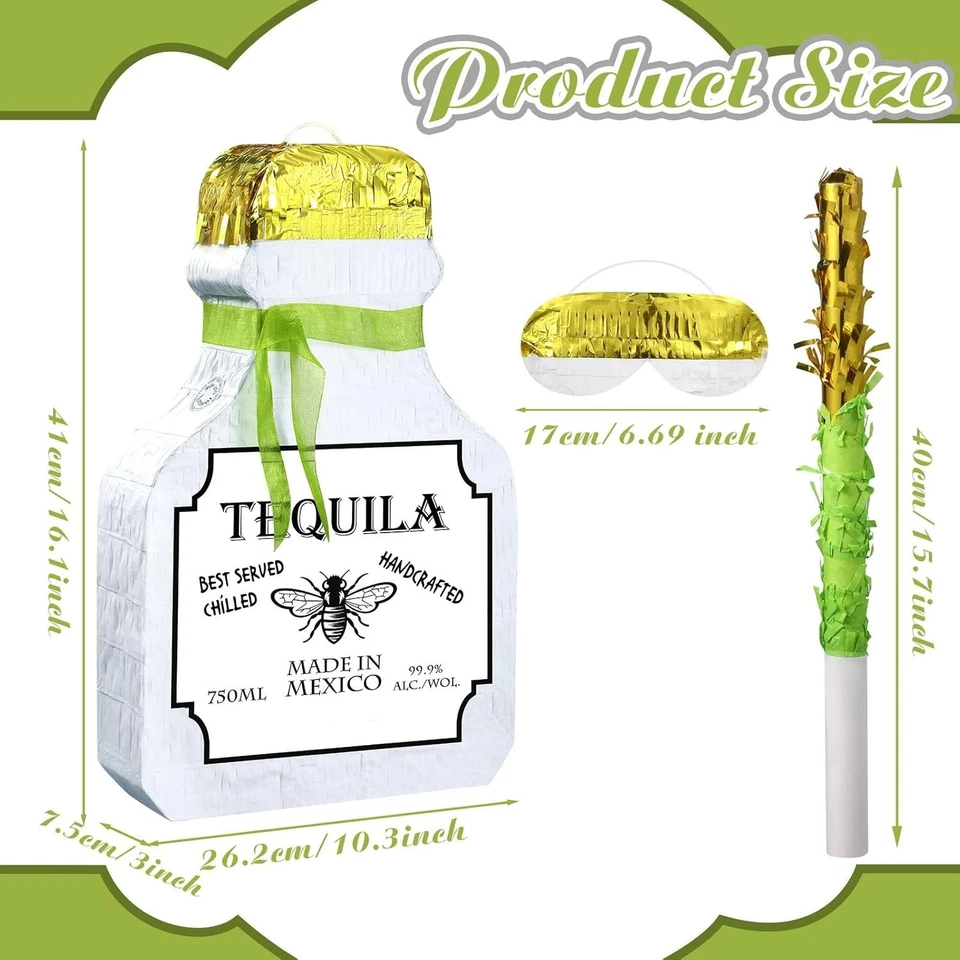 Adult Piñata with Stick Tassel Blindfold Confetti Beer Mug Piñata Champagne Whis - Image 3 of 4