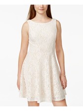 SPEECHLESS Womens Fit + Flare Short Dress Ivory Sleeveless V-back Juniors XS